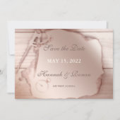 Antiek Roos Gold Nautical Save the Date Kaart (Voorkant)