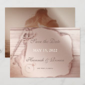 Antiek Roos Gold Nautical Save the Date Kaart (Voorkant / Achterkant)