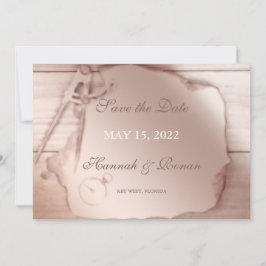 Antiek Roos Gold Nautical Save the Date Kaart