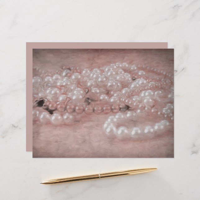  Antiek Roos Gold White Pearls Waterverf (Voorkant / Achterkant in situ)