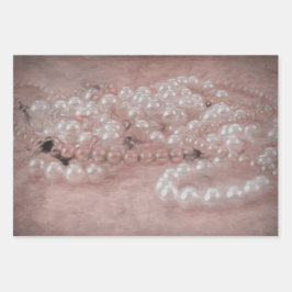  Antiek Roos Gold White Pearls Waterverf Inpakpapier Vel