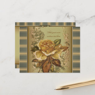 Antiek Roos (groen) Gepersonaliseerd Briefkaart