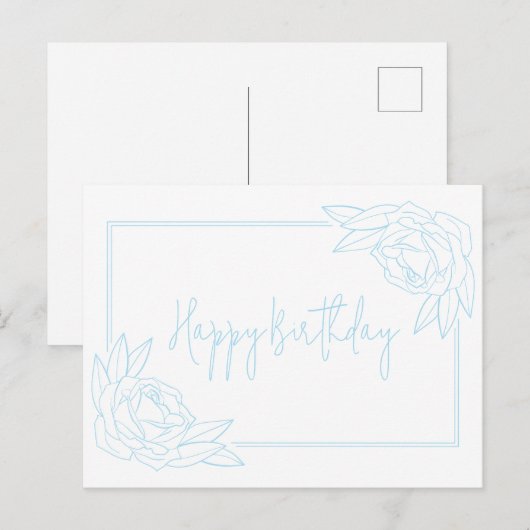 Antiek Roos Happy Birthday Briefkaart (Voorkant / Achterkant)