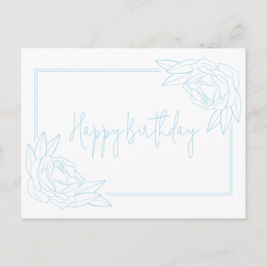 Antiek Roos Happy Birthday Briefkaart (Voorkant)