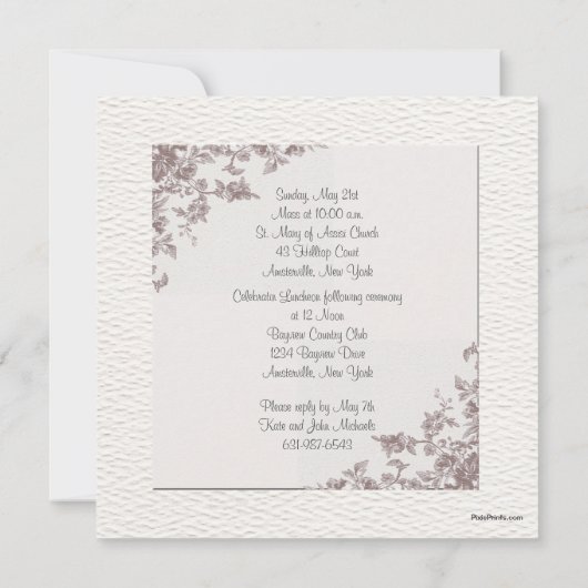 Antiek Roos Hoeken Religieuze Uitnodiging (Achterkant)