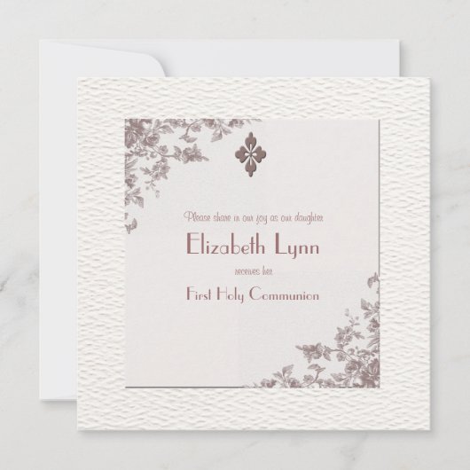 Antiek Roos Hoeken Religieuze Uitnodiging (Voorkant)