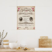 Antiek Roos  huwelijkscertificaat Poster (Keuken)