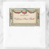 Antiek Roos-ingelijste boekenplaat Rechthoekige Sticker (Tas)