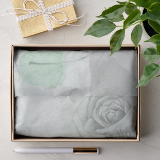  Antiek Roos met grijze mint Tissuepapier (Geschenk)