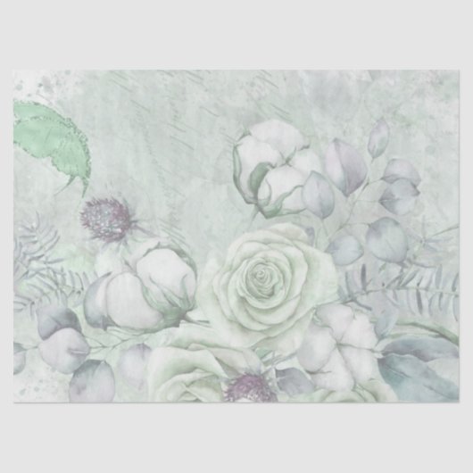 Antiek Roos met katoen Tissuepapier (Voorkant)