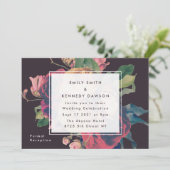 Antiek Roos Paarse uitnodiging tot weduwschap (Staand voorkant)