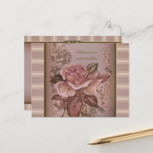 Antiek Roos (roze) Gepersonaliseerd Briefkaart