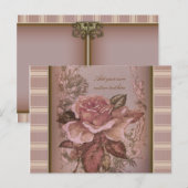 Antiek Roos (roze) Gepersonaliseerd Briefkaart (Voorkant / Achterkant)