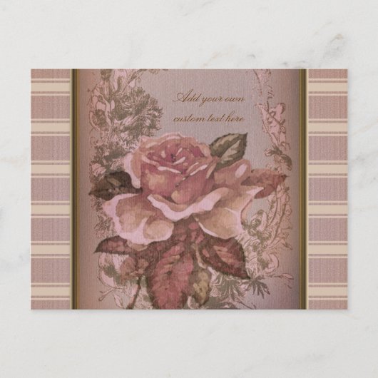 Antiek Roos (roze) Gepersonaliseerd Briefkaart (Voorkant)