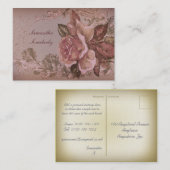 Antiek Roos (roze) MiniatuurBriefkaart Visitekaartje (Voorkant / Achterkant)