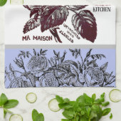 Antiek Roos - Uw keuze voor tekst met periwinkle Theedoek (Gevouwen)