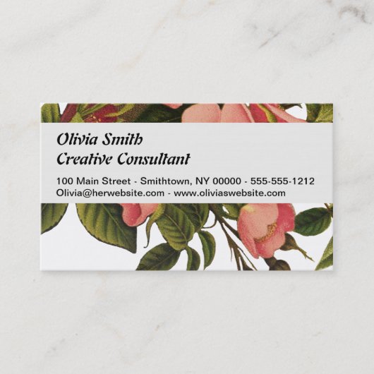 Antiek Roos van de Kunst Illustratie van de Vloer Visitekaartje (Voorkant)