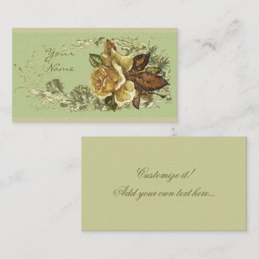 Antiek Roos Visitekaartje (Voorkant / Achterkant)