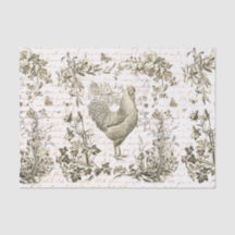 Antiek  Rooster Beige Bloemen Script