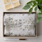 Antiek  Rooster Beige Bloemen Script Tissuepapier (Geschenk)