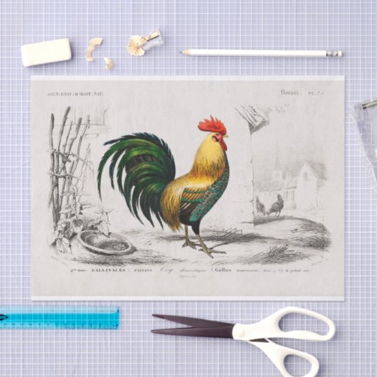  Antiek Rooster Bird Decoupage Tissuepapier (Craft)