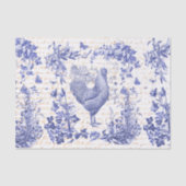 Antiek  Rooster Blauw Toile Bloemen Script Tissuepapier (Voorkant)