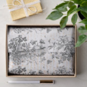 Antiek Rooster Grijs Bloemen Script Tissuepapier (Geschenk)