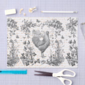 Antiek Rooster Grijs Bloemen Script Tissuepapier (Craft)