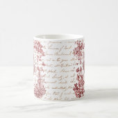 Antiek  Rooster Red Toile Bloemen Script Koffiemok (Center)