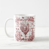 Antiek  Rooster Red Toile Bloemen Script Koffiemok (Links)