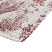 Antiek  Rooster Red Toile Bloemen Script Snijplank (Hoek)