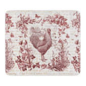 Antiek Rooster Red Toile Bloemen Script Snijplank (Voorkant)