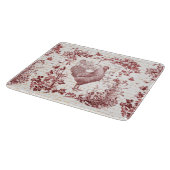 Antiek  Rooster Red Toile Bloemen Script Snijplank (Hoek)