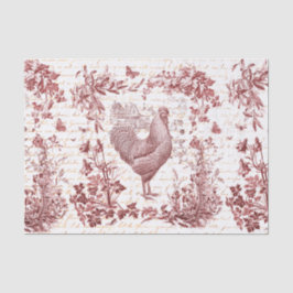 Antiek Rooster Red Toile Bloemen Script Tissuepapier