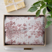 Antiek Rooster Red Toile Bloemen Script Tissuepapier (Geschenk)