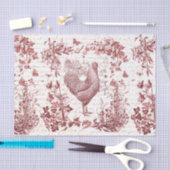Antiek Rooster Red Toile Bloemen Script Tissuepapier (Craft)