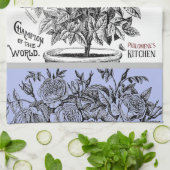 Antiek Rosebush - Uw keuze voor tekst Periwinkle Theedoek (Gevouwen)