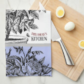 Antiek Rosebush - Uw keuze voor tekst Periwinkle Theedoek (Quarter Fold)