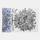 Antiek Rosebush - Uw keuze voor tekst Periwinkle Theedoek (Horizontaal)