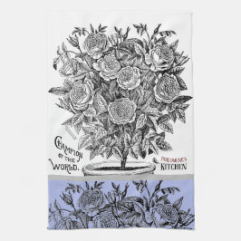 Antiek Rosebush - Uw keuze voor tekst Periwinkle Theedoek