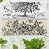 Antiek rosebush - Uw keuze voor tekst Theedoek (Gevouwen)