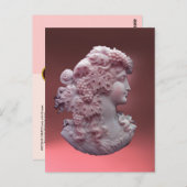 ANTIEK ROZE CAMEO, DAME MET DRUIVEN BRIEFKAART (Voorkant / Achterkant)