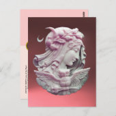 ANTIEK ROZE CAMEO, MAANDAME VAN DE NACHT MET UIL BRIEFKAART (Voorkant / Achterkant)