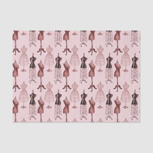 Antiek roze dress-formulieren tissuepapier (Voorkant)