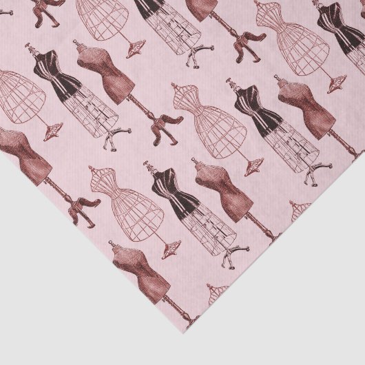 Antiek roze dress-formulieren tissuepapier (Detail)