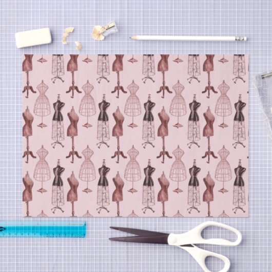 Antiek roze dress-formulieren tissuepapier (Craft)