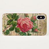 Antiek roze Franse Rozen Case-Mate iPhone Case (Achterkant (horizontaal))