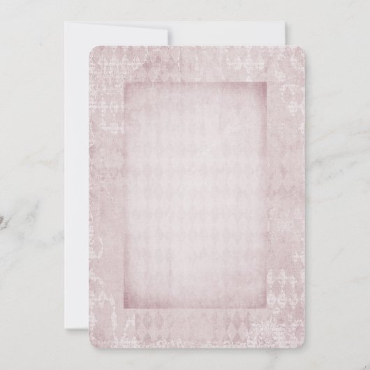 antiek roze glitterbloem lijst voor hernieuwing va kaart (Achterkant)