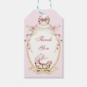 Antiek roze goudRozen Gingham Cadeaulabel (Voorkant)