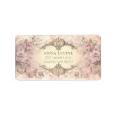 Antiek Roze Grijs Bloemen Waterverf Romantisch Lij Etiket (Voorkant)